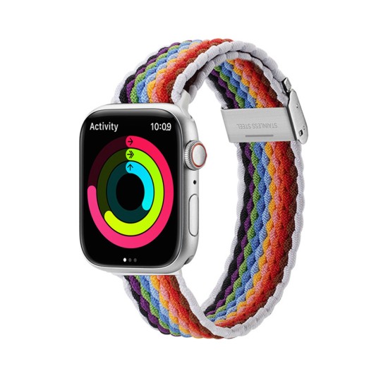 Curea pentru Apple Watch 1/2/3/4/5/6/7/8/9/SE/SE 2 (38/40/41mm) - Dux Ducis Mixture II Version - PaleStripes