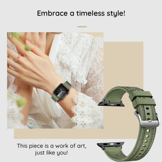 Curea pentru Apple Watch 1/2/3/4/5/6/7/8/9/SE/SE 2 (38/40/41mm) - Techsuit Watchband (W051) - Green