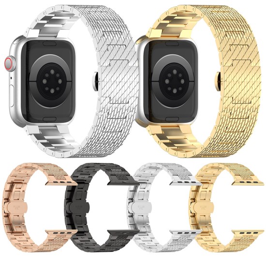 Curea pentru Apple Watch 1/2/3/4/5/6/7/8/9/SE/SE 2 (38/40/41mm) - Techsuit Watchband (W052) - Gold