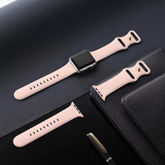 Curea pentru Apple Watch 1/2/3/4/5/6/7/8/9/SE/SE 2/Ultra/Ultra 2 (42/44/45/49mm) - Techsuit Watchband (W031) - Light Pink