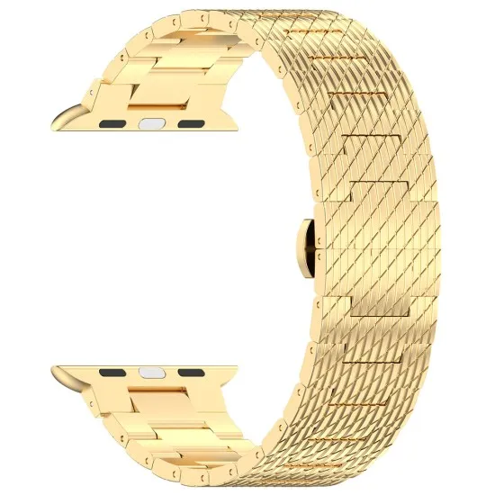 Curea pentru Apple Watch 1/2/3/4/5/6/7/8/9/SE/SE 2/Ultra/Ultra 2 (42/44/45/49mm) - Techsuit Watchband (W052) - Gold