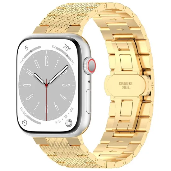 Curea pentru Apple Watch 1/2/3/4/5/6/7/8/9/SE/SE 2/Ultra/Ultra 2 (42/44/45/49mm) - Techsuit Watchband (W052) - Gold