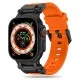 Curea pentru Apple Watch 1/2/3/4/5/6/7/8/9/SE/SE 2/Ultra/Ultra 2 (42/44/45/49mm) - Techsuit Watchband (W064) - Titanium Black Orange