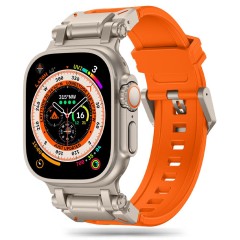 Curea pentru Apple Watch 1/2/3/4/5/6/7/8/9/SE/SE 2/Ultra/Ultra 2 (42/44/45/49mm) - Techsuit Watchband (W064) - Titanium Silver Orange Curea pentru Apple Watch 1/2/3/4/5/6/7/8/9/SE/SE 2/Ultra/Ultra 2 (42/44/45/49mm) - Techsuit Watchband (W064) - Titanium Silver Orange