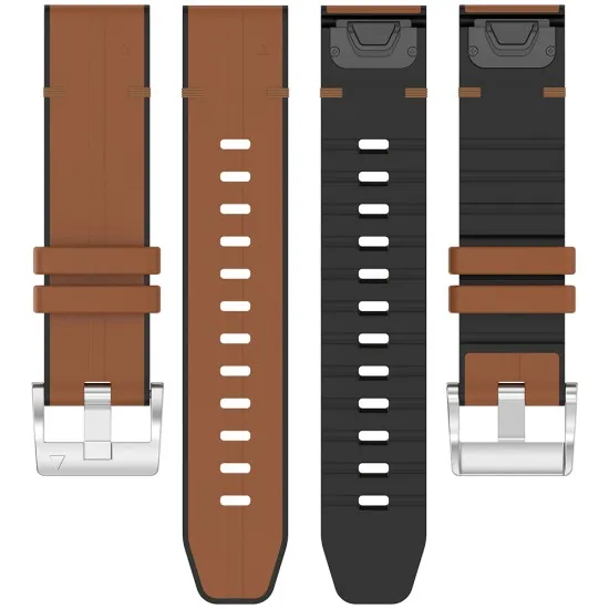 Curea pentru Garmin Fenix 3/3 HR/5X/5X Plus/6X/6X Pro/7X/7X Pro Solar - Techsuit Watchband QuickFit 26mm (W071) - Brown