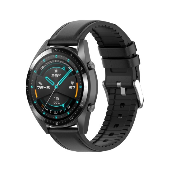 Curea pentru Samsung Galaxy Watch (46mm) / Gear S3, Huawei Watch GT / GT 2 / GT 2e / GT 2 Pro / GT 3 (46 mm) - Techsuit Watchband 22mm (W007) - Black