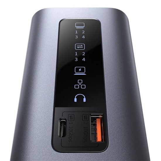 Docking Station USB-C la 2xHDMI, 2xDP, 3xUSB, 2xUSB-C, RJ45, Jack - Baseus (B00568101813-00) - Space Grey