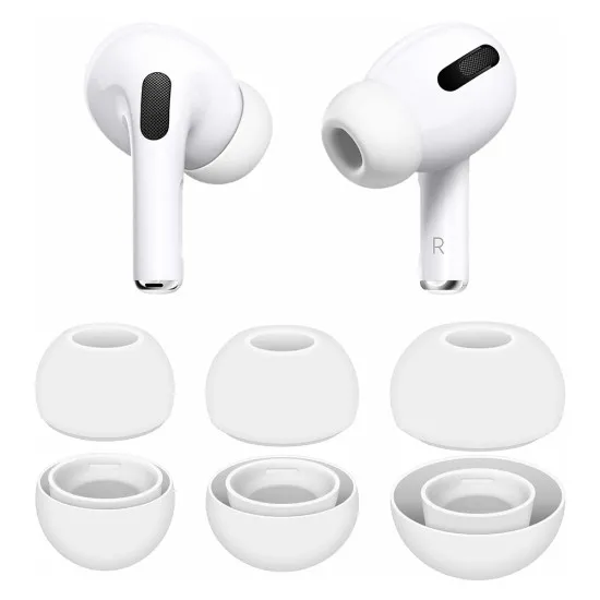 Dopuri din Silicon pentru AirPods Pro 1 / 2, XS, S, L (set 3) - Techsuit (ET1) - White Dopuri din Silicon pentru AirPods Pro 1 / 2, XS, S, L (set 3) - Techsuit (ET1) - White