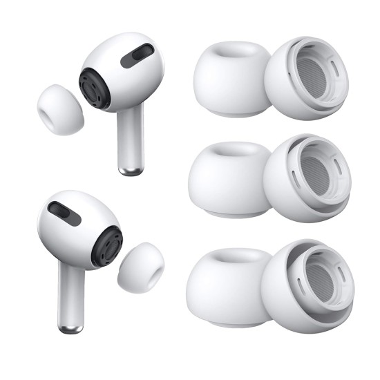 Dopuri din Silicon pentru AirPods Pro 1 / 2, XS, S, L (set 3) - Techsuit (ET1) - White