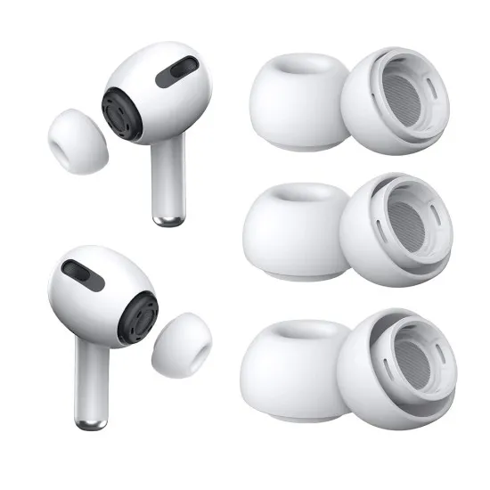 Dopuri din Silicon pentru AirPods Pro 1 / 2, XS, S, L (set 3) - Techsuit (ET1) - White Dopuri din Silicon pentru AirPods Pro 1 / 2, XS, S, L (set 3) - Techsuit (ET1) - White