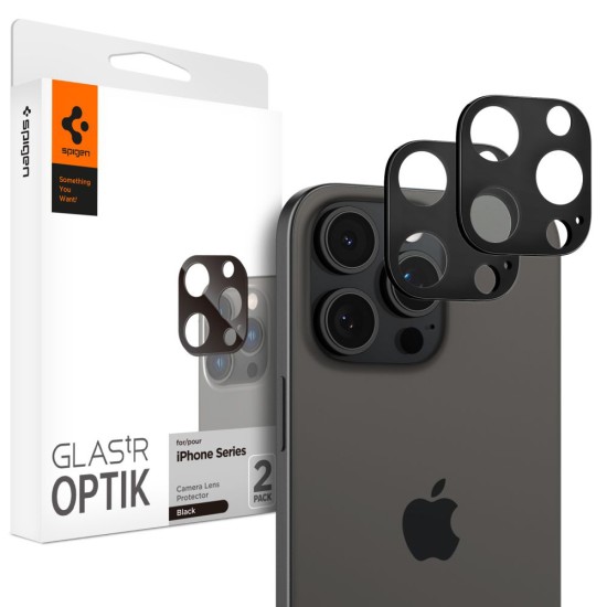 Folie Camera pentru iPhone 14 Pro / Pro Max / 15 Pro / Pro Max / 16 Pro / Pro Max (set 2) - Spigen Glas.tR Optik - Black