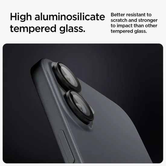 Folie Camera pentru iPhone 16 / iPhone 16 Plus (set 2) - Spigen Glas.tR Optik EZ Fit Pro - Black Folie Camera pentru iPhone 16 / iPhone 16 Plus (set 2) - Spigen Glas.tR Optik EZ Fit Pro - Black