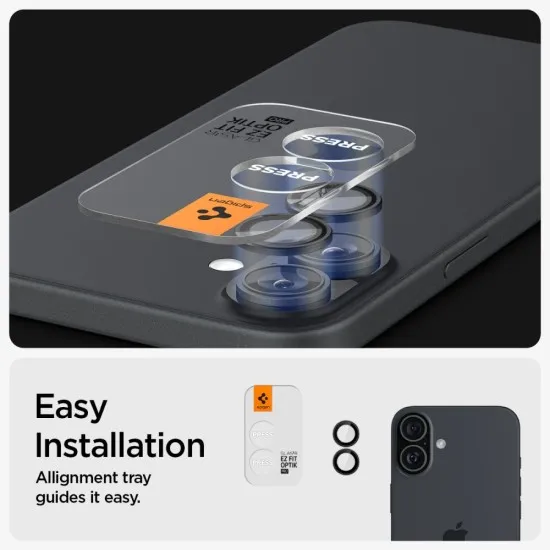 Folie Camera pentru iPhone 16 / iPhone 16 Plus (set 2) - Spigen Glas.tR Optik EZ Fit Pro - Black Folie Camera pentru iPhone 16 / iPhone 16 Plus (set 2) - Spigen Glas.tR Optik EZ Fit Pro - Black