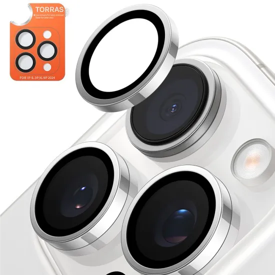 Folie Camera pentru iPhone 16 Pro Max - Torras Lensguard Camera Protector - Titanium Grey Folie Camera pentru iPhone 16 Pro Max - Torras Lensguard Camera Protector - Titanium Grey