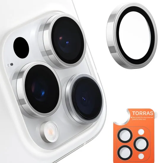 Folie Camera pentru iPhone 16 Pro Max - Torras Lensguard Camera Protector - Titanium Grey Folie Camera pentru iPhone 16 Pro Max - Torras Lensguard Camera Protector - Titanium Grey