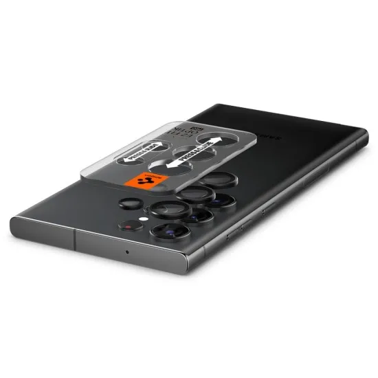 Folie Camera pentru Samsung Galaxy S23 Ultra (set 2) - Spigen Optik.tR EZ FIT - Black Folie Camera pentru Samsung Galaxy S23 Ultra (set 2) - Spigen Optik.tR EZ FIT - Black
