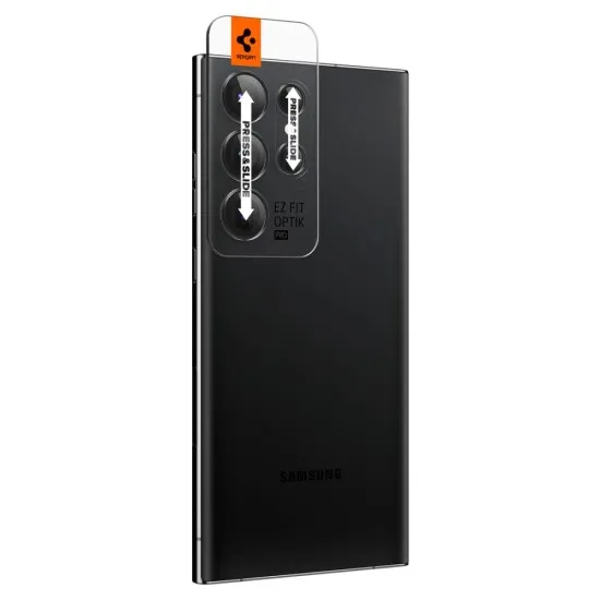 Folie Camera pentru Samsung Galaxy S23 Ultra (set 2) - Spigen Optik.tR EZ FIT - Black Folie Camera pentru Samsung Galaxy S23 Ultra (set 2) - Spigen Optik.tR EZ FIT - Black