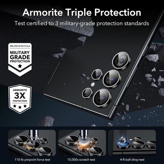 Folie Camera pentru Samsung Galaxy S24 Ultra (set 2) - ESR Lens Protector Tempered Glass - Black