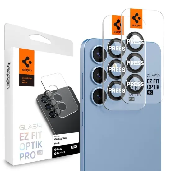 Folie Camera pentru Samsung Galaxy S25 Plus (set 2) - Spigen Glas.tR Optik EZ Fit Pro - Black