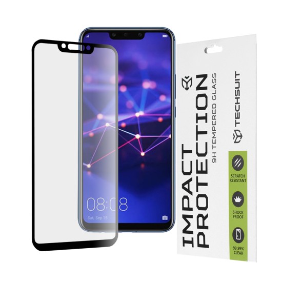 Folie pentru Huawei Mate 20 Lite / Nova 3 / Nova 3i / P Smart Plus - Techsuit 111D Full Cover / Full Glue Glass - Black