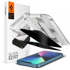 Folie pentru iPhone 13 / 13 Pro / iPhone 14 (set 2) - Spigen Glas.tR EZ FIT Privacy - Clear Folie pentru iPhone 13 / 13 Pro / iPhone 14 (set 2) - Spigen Glas.tR EZ FIT Privacy - Clear