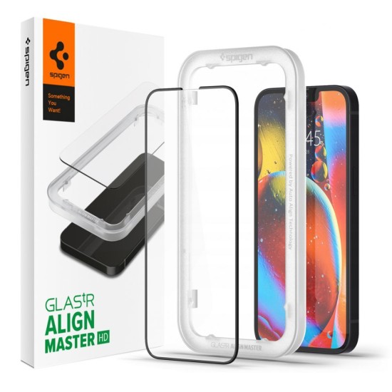 Folie pentru iPhone 13 / 13 Pro / iPhone 14 - Spigen Glas.tR Align Master - Black