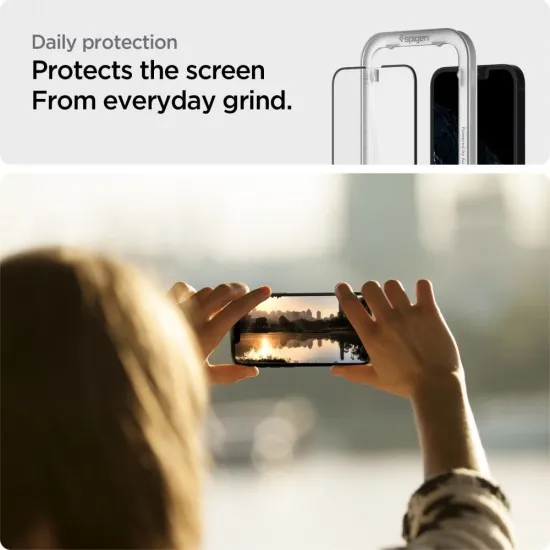 Folie pentru iPhone 13 / 13 Pro / iPhone 14 - Spigen Glas.tR Align Master - Black Folie pentru iPhone 13 / 13 Pro / iPhone 14 - Spigen Glas.tR Align Master - Black