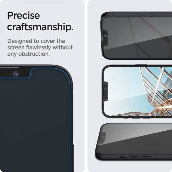 Folie pentru iPhone 13/ iPhone 13 Pro / iPhone 14 / iPhone 16e - Spigen Glas.tR Slim - Privacy Folie pentru iPhone 13/ iPhone 13 Pro / iPhone 14 / iPhone 16e - Spigen Glas.tR Slim - Privacy