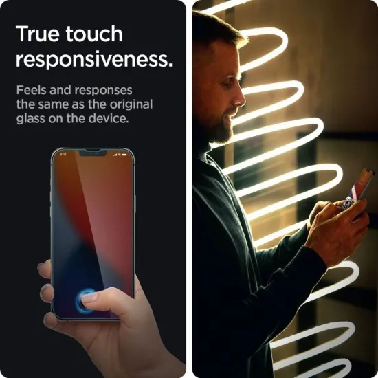 Folie pentru iPhone 13/ iPhone 13 Pro / iPhone 14 / iPhone 16e - Spigen Glas.tR Slim - Privacy Folie pentru iPhone 13/ iPhone 13 Pro / iPhone 14 / iPhone 16e - Spigen Glas.tR Slim - Privacy