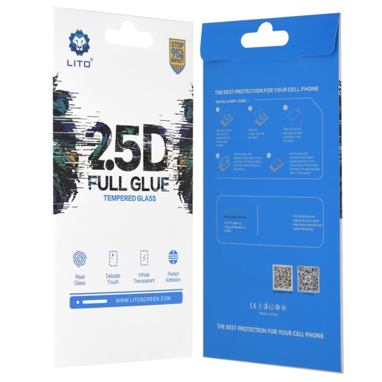 Folie pentru iPhone 14 Pro - Lito 2.5D FullGlue Glass - Black