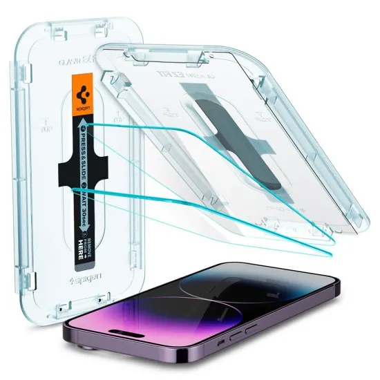 Folie pentru iPhone 14 Pro Max (set 2) - Spigen Glas.tR EZ FIT - Clear Folie pentru iPhone 14 Pro Max (set 2) - Spigen Glas.tR EZ FIT - Clear