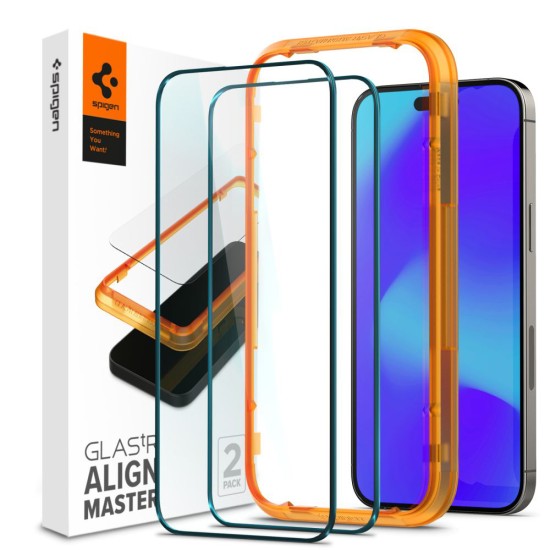 Folie pentru iPhone 14 Pro (set 2) - Spigen Glas.TR Align Master - Black