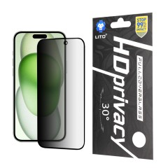 Folie pentru iPhone 15 Plus - Lito HD Privacy - Black Folie pentru iPhone 15 Plus - Lito HD Privacy - Black