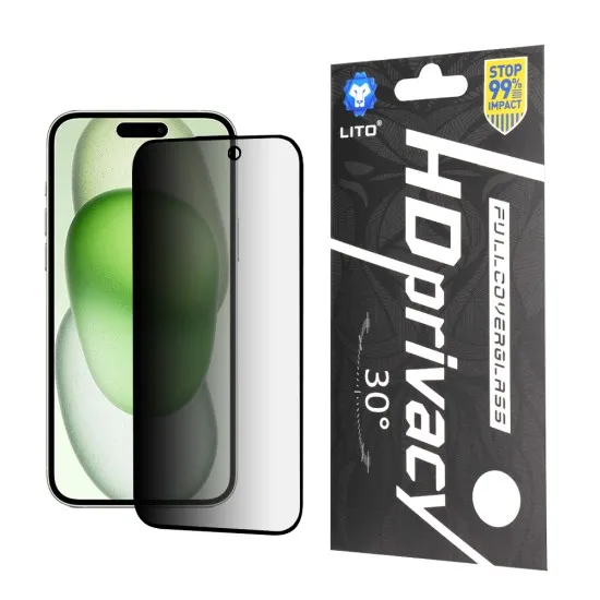Folie pentru iPhone 15 Plus - Lito HD Privacy - Black Folie pentru iPhone 15 Plus - Lito HD Privacy - Black