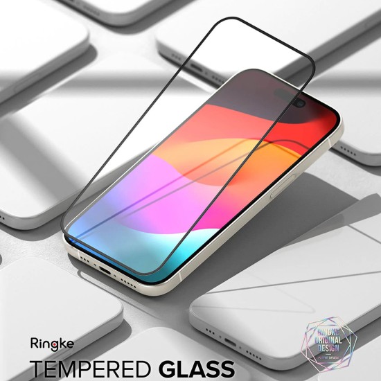 Folie pentru iPhone 15 Plus - Ringke Cover Display Tempered Glass - Black