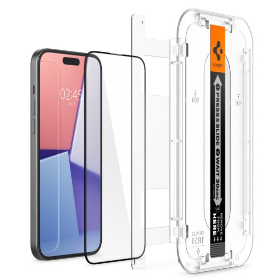 Folie pentru iPhone 15 Plus (set 2) - Spigen Glas.tR EZ FIT - Black