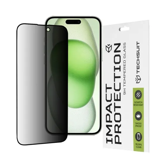 Folie pentru iPhone 15 Plus - Techsuit 111D Privacy Full Glue - Black