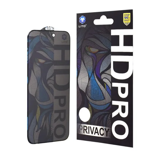Folie pentru iPhone 15 Pro - Lito HD Pro Privacy - Black Folie pentru iPhone 15 Pro - Lito HD Pro Privacy - Black