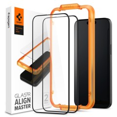 Folie pentru iPhone 15 Pro Max (set 2) - Spigen Glas.TR Align Master - Black Folie pentru iPhone 15 Pro Max (set 2) - Spigen Glas.TR Align Master - Black