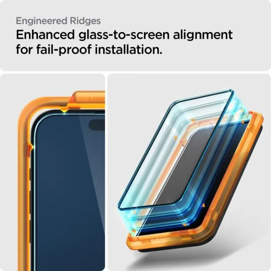 Folie pentru iPhone 15 Pro Max (set 2) - Spigen Glas.TR Align Master - Black Folie pentru iPhone 15 Pro Max (set 2) - Spigen Glas.TR Align Master - Black