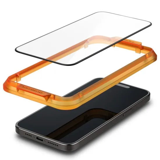 Folie pentru iPhone 15 Pro Max (set 2) - Spigen Glas.TR Align Master - Black Folie pentru iPhone 15 Pro Max (set 2) - Spigen Glas.TR Align Master - Black