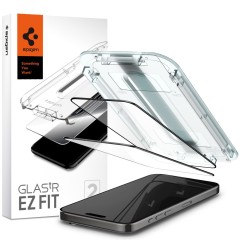 Folie pentru iPhone 15 Pro Max (set 2) - Spigen Glas.tR EZ FIT - Black Folie pentru iPhone 15 Pro Max (set 2) - Spigen Glas.tR EZ FIT - Black