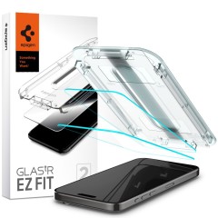 Folie pentru iPhone 15 Pro Max (set 2) - Spigen Glas.tR EZ FIT - Clear Folie pentru iPhone 15 Pro Max (set 2) - Spigen Glas.tR EZ FIT - Clear