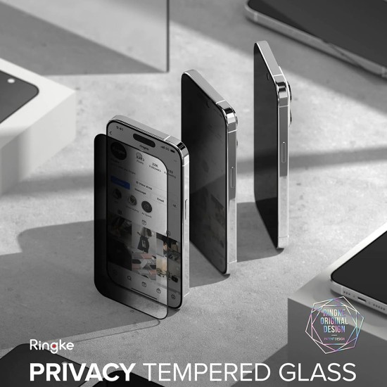 Folie pentru iPhone 15 Pro - Ringke Cover Display Tempered Glass - Privacy