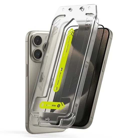 Folie pentru iPhone 15 Pro (set 2) - Ringke Easy Slide Tempered Glass - Clear Folie pentru iPhone 15 Pro (set 2) - Ringke Easy Slide Tempered Glass - Clear