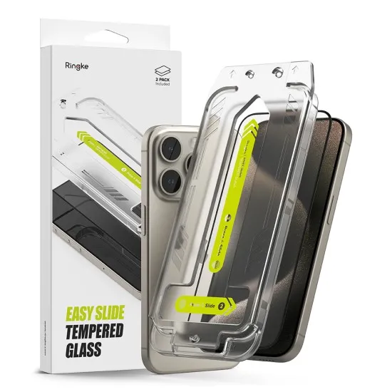 Folie pentru iPhone 15 Pro (set 2) - Ringke Easy Slide Tempered Glass - Clear Folie pentru iPhone 15 Pro (set 2) - Ringke Easy Slide Tempered Glass - Clear