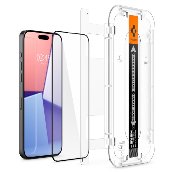 Folie pentru iPhone 15 Pro - Spigen Glas.tR EZ FIT - Black