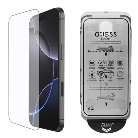 Folie pentru iPhone 16 - Guess Classic 2.5D Outline (GUTGP16SBOKGCIT) - Black