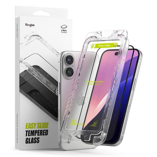 Folie pentru iPhone 16 / iPhone 15 (set 2) - Ringke Easy Slide Tempered Glass - Clear