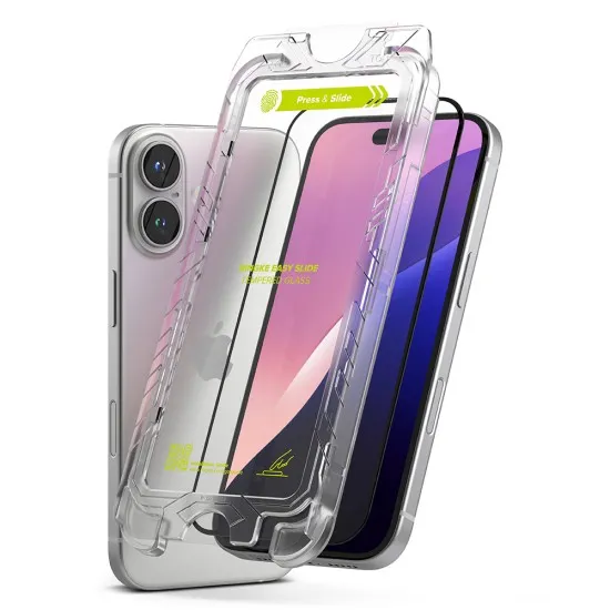 Folie pentru iPhone 16 Plus / iPhone 15 Plus (set 2) - Ringke Easy Slide Tempered Glass - Clear Folie pentru iPhone 16 Plus / iPhone 15 Plus (set 2) - Ringke Easy Slide Tempered Glass - Clear
